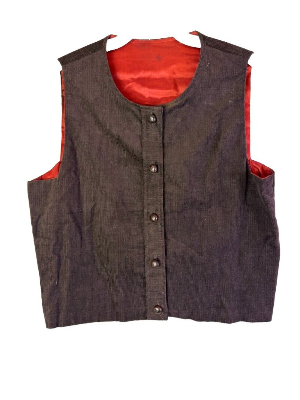 Vintage 70s Button Vest Jacket Micro Corduroy Hippy Rockabilly USA